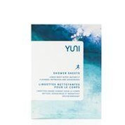 YUNI Shower Sheets Large natural biodegradable Body Wipes - Box of 12