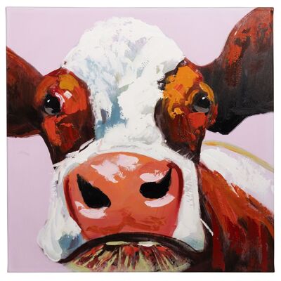Comment maintenant vache brune | Huile sur toile peinte à la main | 60x60cm Encadré