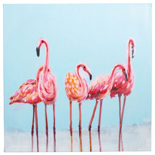 Slinky Flamingos | Hand Painted Oil on Canvas | 60 x 60cm Framed
