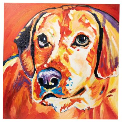 Schöner lebendiger Labrador | Handgemaltes Öl auf Leinwand | 60x60cm. Gerahmt