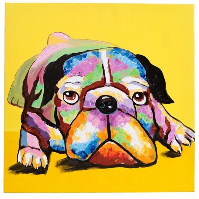 Bulldog deslumbrante | Óleo sobre lienzo pintado a mano | 56x56cm Enmarcado |