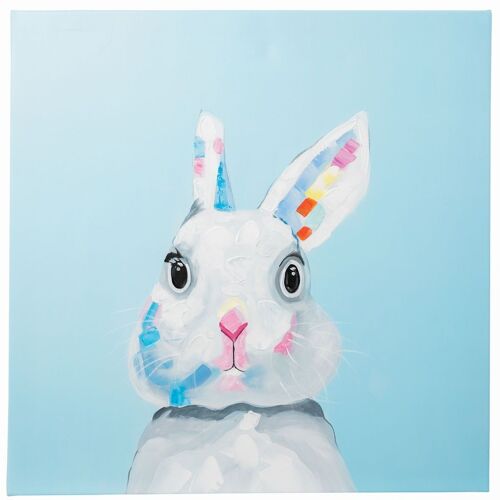 Cute Bunny Rabbit | Hand painted oil on canvas | 60x60cm Framed.