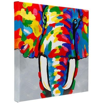 Éléphant éblouissant | Huile sur toile peinte à la main | 50x50cm Encadré