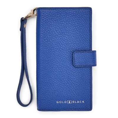 Billion wallet with cell phone pocket made of blue nappa leather