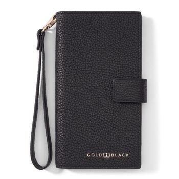 Portefeuille Billion avec poche pour téléphone portable en cuir nappa noir 1