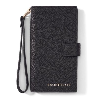 Billion wallet with cell phone pocket made of black nappa leather