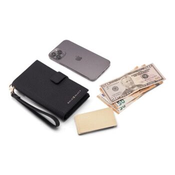 Portefeuille Billion avec poche pour téléphone portable en cuir nappa noir 2