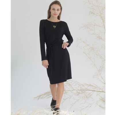 Robe midi, modèle Boreal, en modal, couleur noire