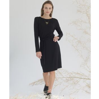 Robe midi, modèle Boreal, en modal, couleur noire 1