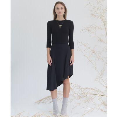Irregular length skirt, Artico model, tencel re-fiber, black
