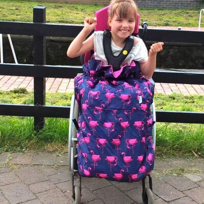 Kids wheelchair cosy navy flamingo