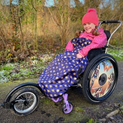 Kids Wheelchair Cosy NAVY GOLD BEES