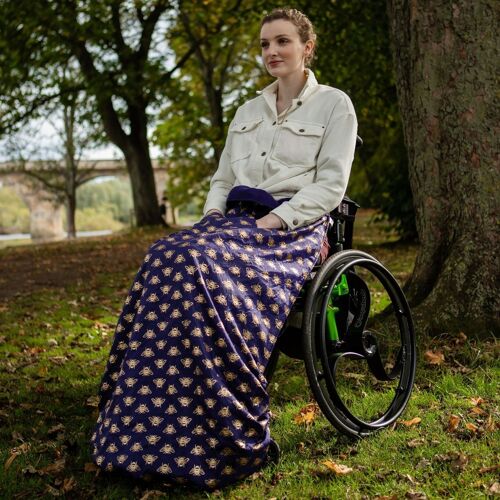 Adult Wheelchair Cosy NAVY GOLD BEES