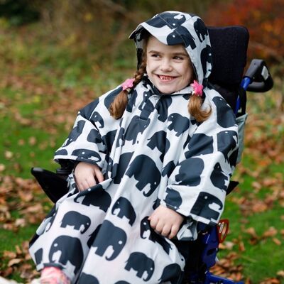 Kids Wheelchair Poncho GREY ELEPHANT