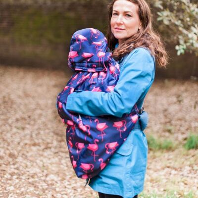 Babywearing cover navy flamingo