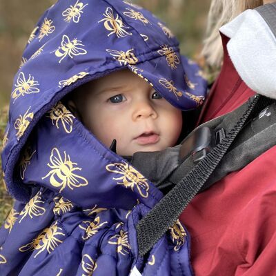 Babywearing Fleece Lined NAVY GOLD BEES