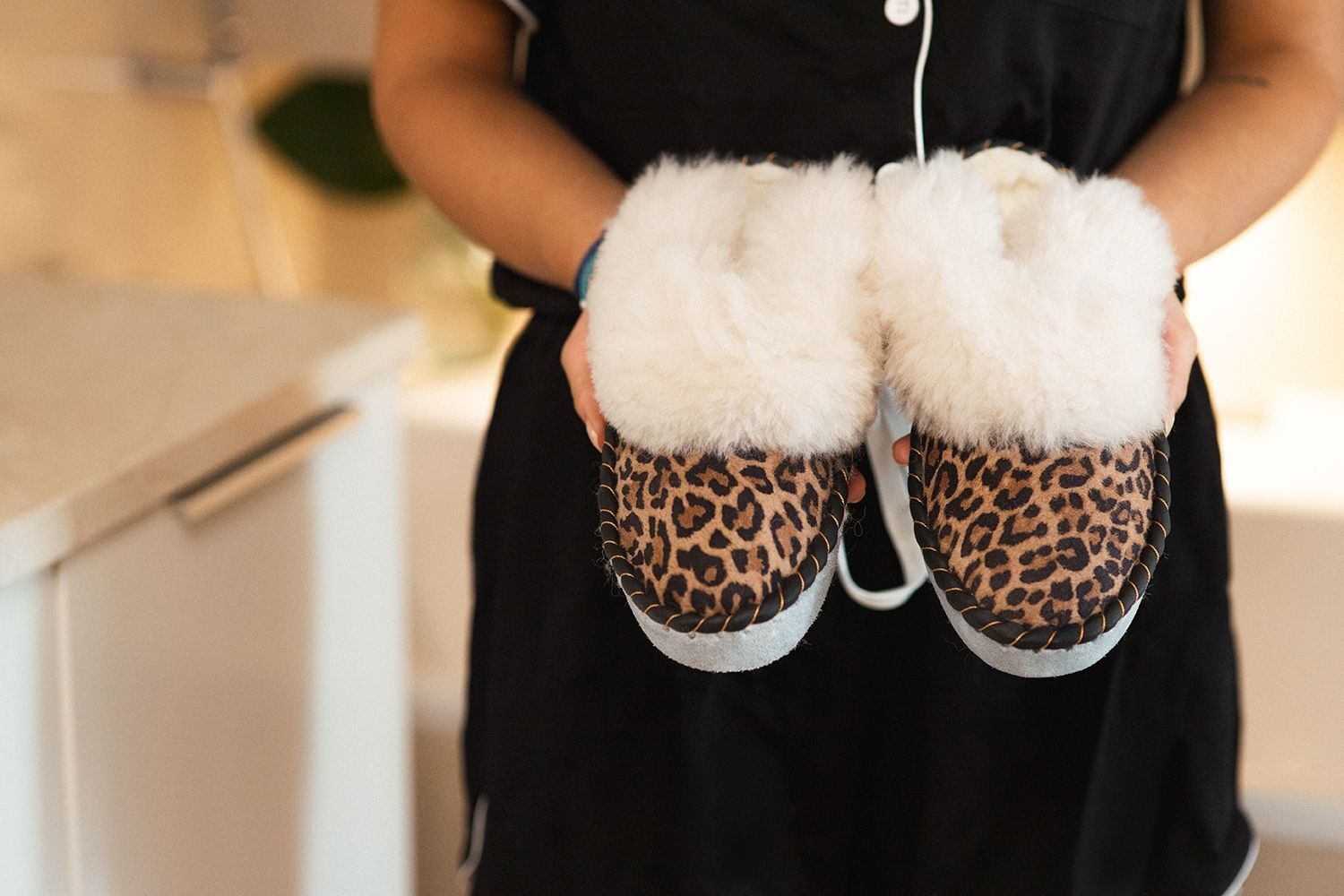 Leopard sheepers slippers hot sale