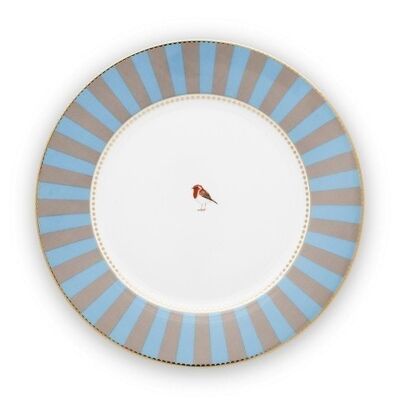 PIP -  Assiette plate Love Birds Bleu/Kaki - 26,5cm