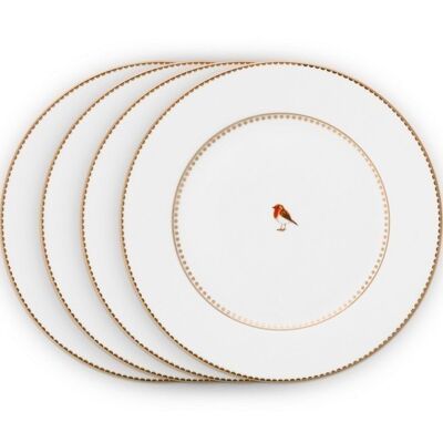 PIP - Set of 4 Love Birds dessert plates - White - 21cm
