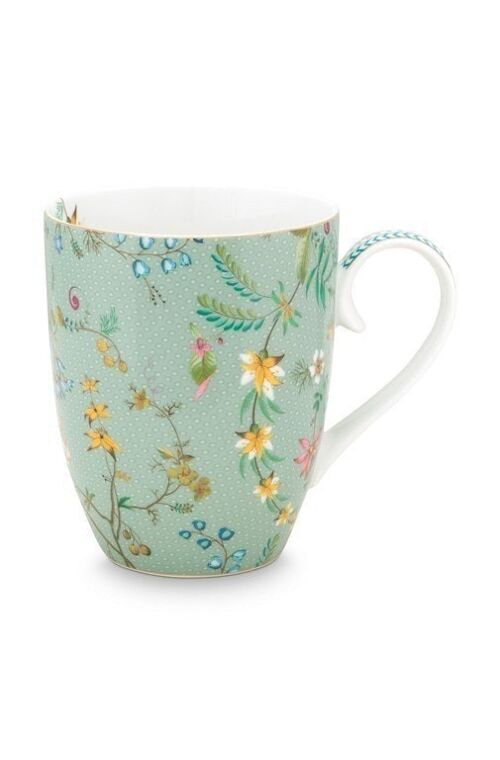 PIP - Grand mug Jolie fleurs bleu or 350ml