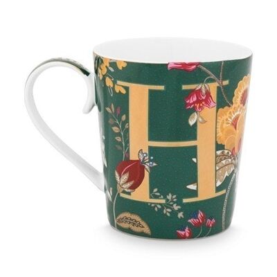 PIP - Green Fantasy Floral Alphabet Mug - H - 350ml