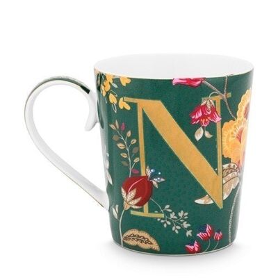 PIP - Mug Alphabet Floral Fantasy Vert - N - 350ml