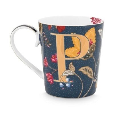 PIP - Blue Fantasy Floral Alphabet Tasse - P - 350ml