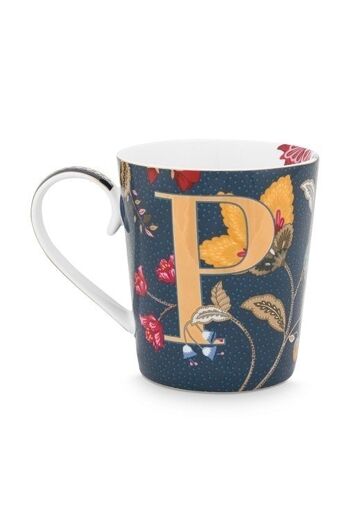 PIP - Mug Alphabet Floral Fantasy Bleu - P - 350ml