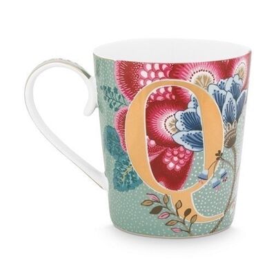 PIP - Taza con alfabeto floral de fantasía azul cielo - Q - 350ml