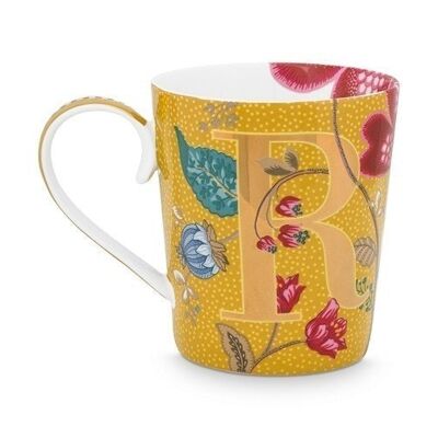 PIP - Taza Alphabet Blushing Birds Amarillo - R - 350ml