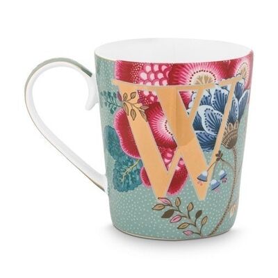 PIP - Sky Blue Fantasy Floral Alphabet Mug - W - 350ml