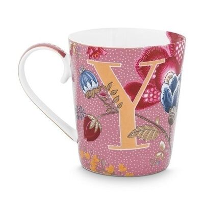 PIP - Tazza con alfabeto floreale rosa fantasia - Y - 350ml