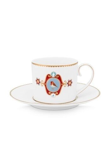 PIP - Paire tasse à thé Love Birds Médaillon - Blanc - 200ml