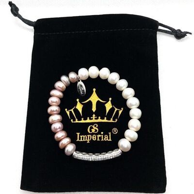 GS Impérial® | Bracelet de perles pour femme | Bracelet de perles | Bracelet de perles d'eau douce | Perles Blanches & Roses |_14