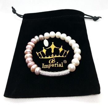 GS Impérial® | Bracelet de perles pour femme | Bracelet de perles | Bracelet de perles d'eau douce | Perles Blanches & Roses |_14 2