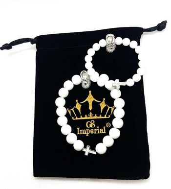 Bracelet perlé GS Imperial® Homme | Casque romain | Bracelets en pierre naturelle pour hommes avec perles d'agate et d'oeil de tigre_38 1