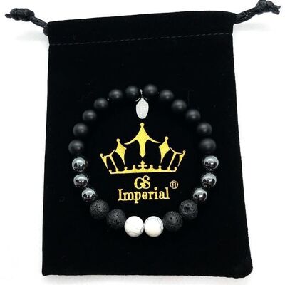 Bracelet perlé GS Imperial® Homme | Bracelet Homme Pierre Naturelle Avec Agate, Pierre De Lave & Perles Hématite_44