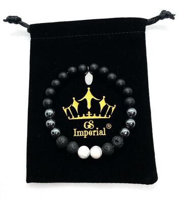 Bracelet perlé GS Imperial® Homme | Bracelet Homme Pierre Naturelle Avec Agate, Pierre De Lave & Perles Hématite_44 1