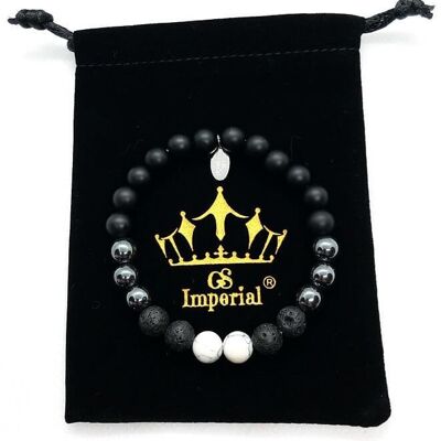 Bracelet perlé GS Imperial® Homme | Bracelet Homme Pierre Naturelle Avec Agate, Pierre De Lave & Perles Hématite_44
