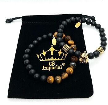 Ensemble de bracelets GS Imperial® pour femmes avec couronne | Ensemble de bracelets en pierre naturelle pour femmes avec des perles de grès_53 2