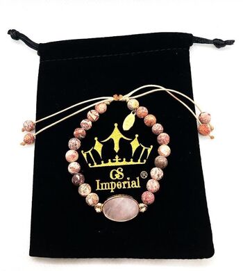 Ensemble de bracelets perlés GS Imperial® Couronne pour hommes | Ensemble de bracelets en pierre naturelle pour hommes avec des perles d'hématite, d'agate, de lave et de howlite_61 1