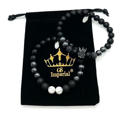 GS Imperial® Men's Bracelet With Crown | Natural Stone Bracelet Men With Hematite & Agate Beads_67