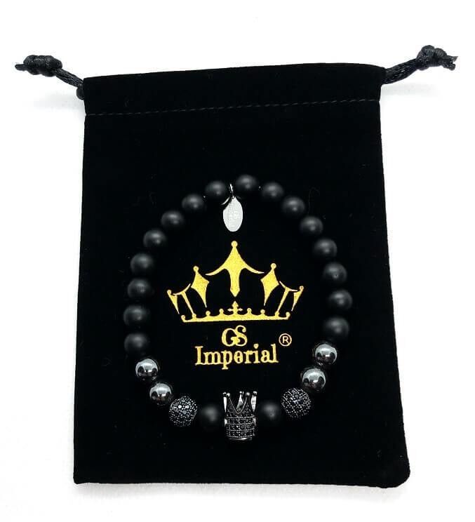 Bracciale da uomo GS Imperial® con elmo romano | Bracciale uomo in pietra naturale con elmo romano e perline di agata_72