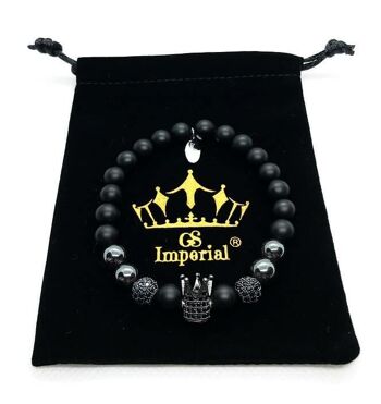 Bracelet GS Imperial® pour hommes avec casque romain | Bracelet Pierre Naturelle Homme Avec Casque Romain & Perles Agate_72 2