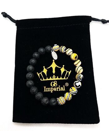 Bracelet GS Imperial® pour femme | Bracelet Pierre Naturelle Femme Avec Lapiz Lazuli & Perles De Grès Bleu_87 1