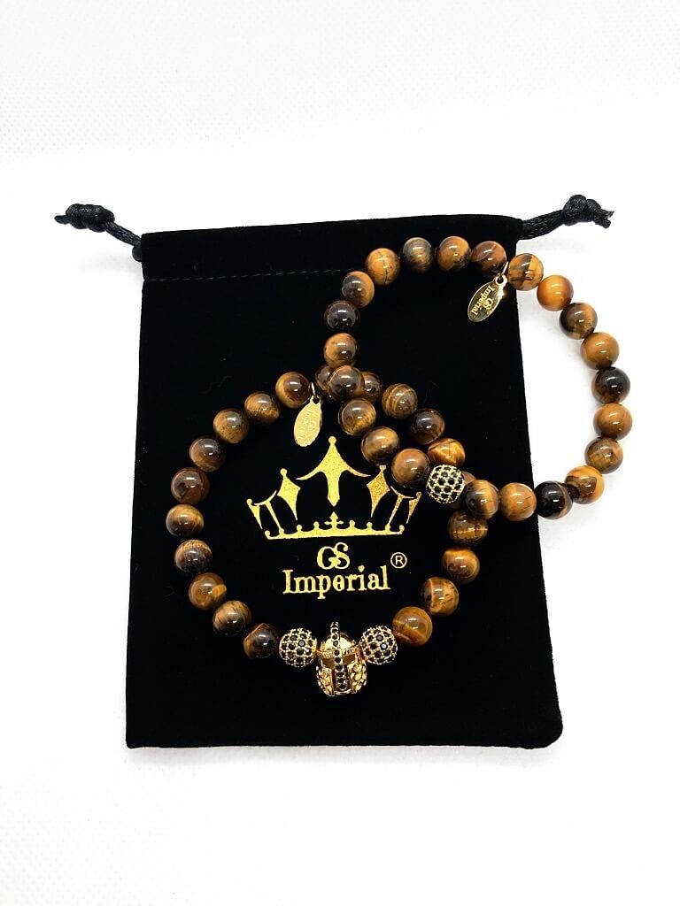 Bracciale da donna GS Imperial® | Bracciale donna in pietra naturale con lapislazzuli e perline in pietra arenaria blu_89