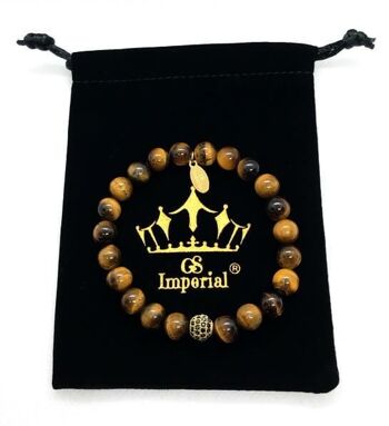Bracelet GS Imperial® pour hommes avec casque romain | Bracelet en pierre naturelle pour hommes avec casque romain et perles en oeil de tigre_94 1