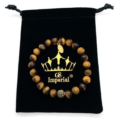 Bracelet GS Imperial® pour hommes avec casque romain | Bracelet en pierre naturelle pour hommes avec casque romain et perles en oeil de tigre_94
