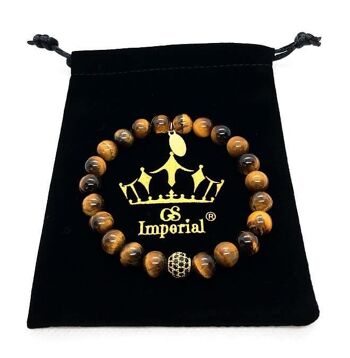 Bracelet GS Imperial® pour hommes avec casque romain | Bracelet en pierre naturelle pour hommes avec casque romain et perles en oeil de tigre_94 2