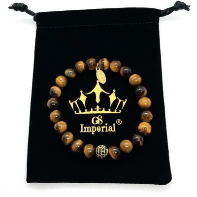 Bracelet GS Imperial® pour hommes avec casque romain | Bracelet en pierre naturelle pour hommes avec casque romain et perles en oeil de tigre_95